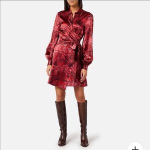 NWT GANNI Silk Stretch Satin Dress Samba EU34/US2